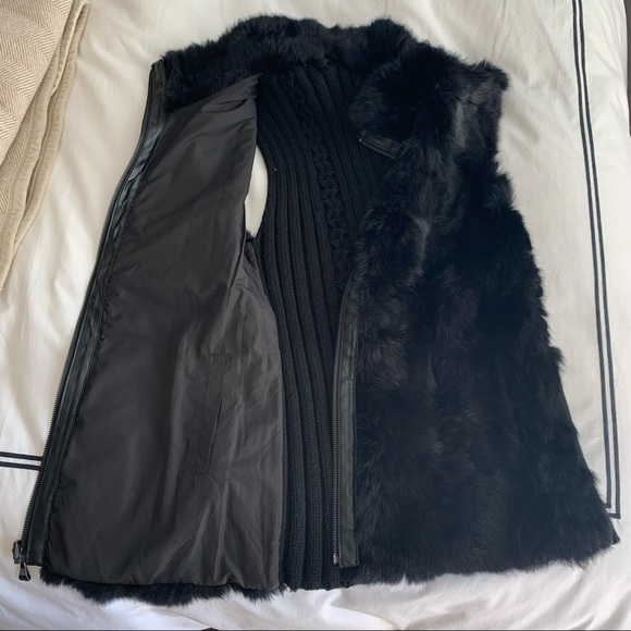 Black Reversible Fur Sweater Vest - Picture 3 of 7